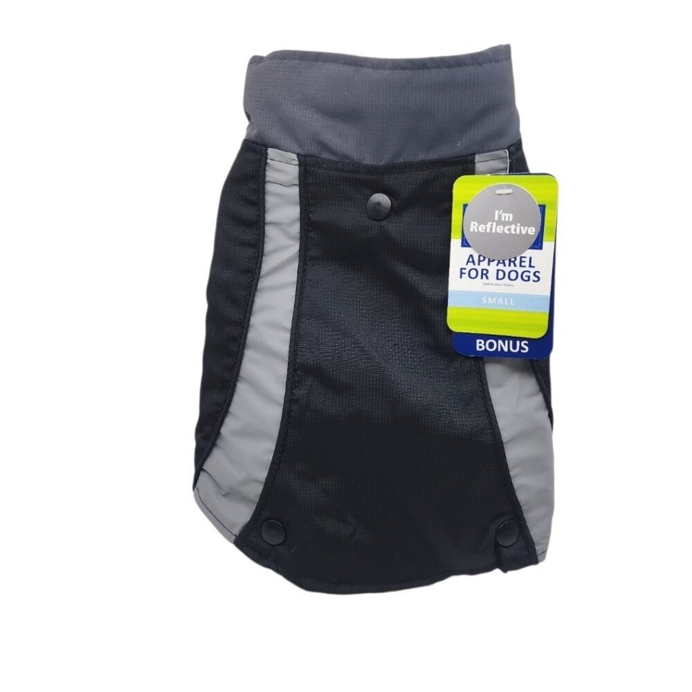 Top Paw 2-in-1 Reflective Sweater & Coat Black Apparel for Dogs Size Small